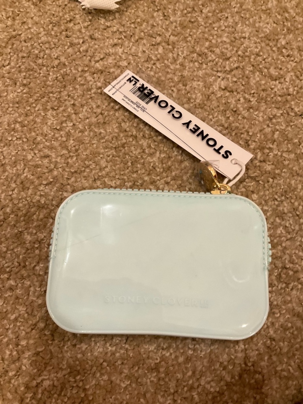 Stoney Clover Lane Mint Patent Mini Pouch with Gold Hardware